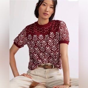 Daniel Rainn Anthropologie Burgundy Knit Top (S) EUC